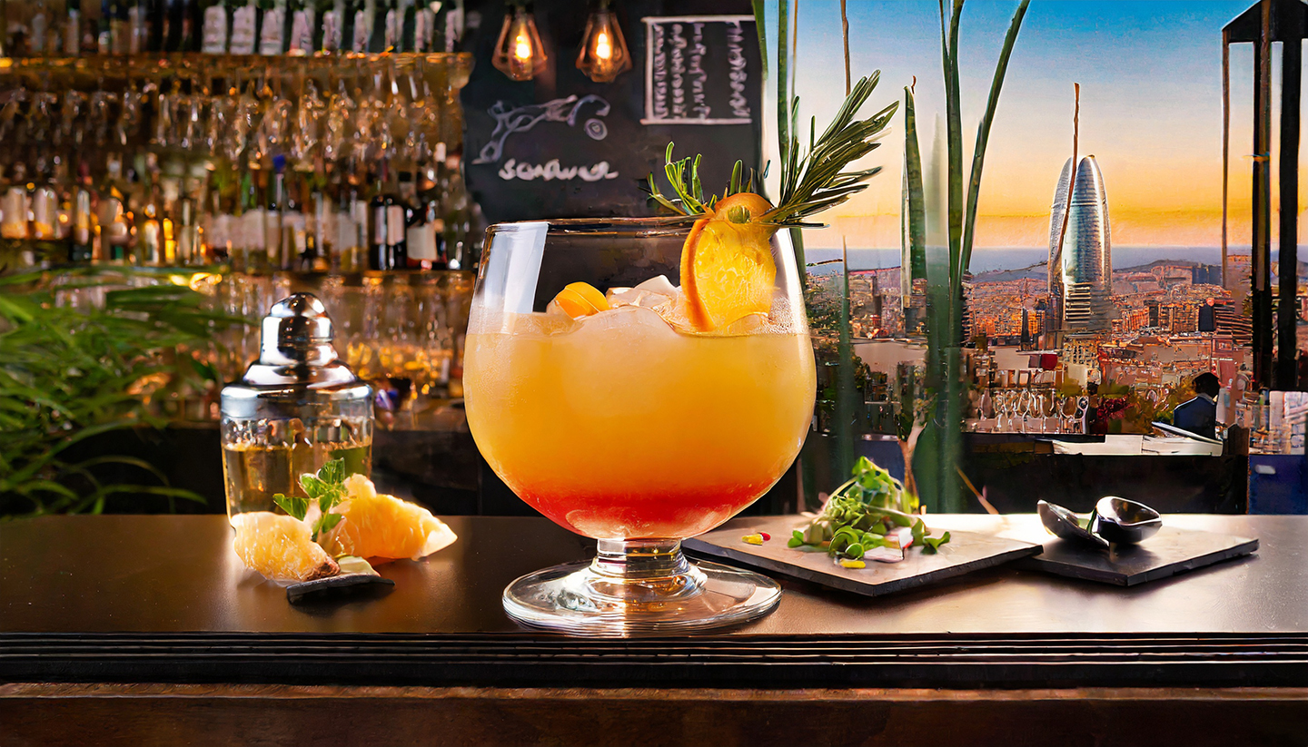 Koktajl bar Sips w Barcelonie, prezentujący żywe napoje i tętniącą życiem atmosferę, uznany za najlepszy koktajl bar na świecie.